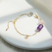 [COD] Factory processing natural crystal amethyst bracelet female gray moonlight powder finished product