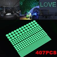 【YF】❂✓∈  1 Sheet 407Pcs Stickers Wall Glowing In The Dark Round Dots Kids Room Bedroom