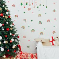 2022 Christmas Decorations Wall Stickers for Home Windows Rainbow Sticker