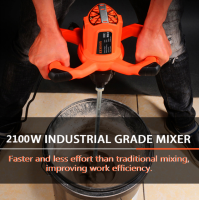 220V Electric Mortar Mixer Putty Powder Mixing Machine Dual High Low Gear 6 Speed Handheld Paint Cement Grout 2300W