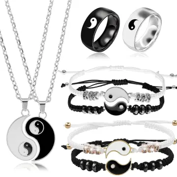 Magnetic Heart Charm Yin Yang Set Matching Tai Chi Bracelets Gift For Him  Her