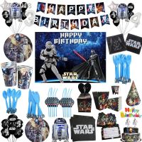 Star Wars Theme Birthday Tableware Set Tablecloth Napkins Birthday Party Table Cover Flags Plates Cups Decora Boys Kids Favors