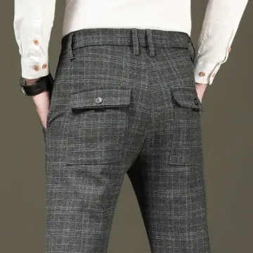 Casual Men's Business Cotton Slim Fit Men Pants Trousers Skinny