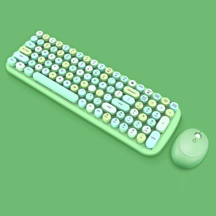 2022 wireless keyboard and mouse set with round gorgeous keycaps pc