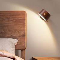 Creative wooden bedside lamp USB charging magnetic suction aisle wall lamp LED touch the dimming atmosphere bedside lamp that shield an eye ❤