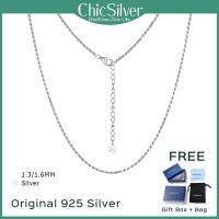 ChicSilver สร้อยคอนาฬิกาผู้ชายแบบสายโซ่สำหรับผู้หญิงขนาดความกว้าง1.3/1.6มม. แบบทำมือสำหรับเป็นของขวัญสร้อยคอบิด925เงินสเตอร์ลิงโซ่ชั้นสำหรับเป็นของขวัญ