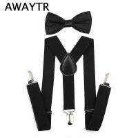 AWAYTR Adjustable Black Suspender and Bow Tie Set boys and Girs Wedding Party Braces Elastic  Y-back Suspendersfor Baby Kids Boys Clothing