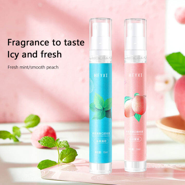Fresh Breath Mouth Spray Peach Mint Flavor Portable Breath Spray 15ML