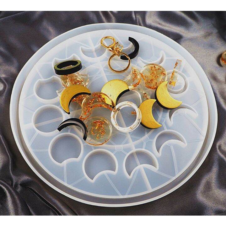 diy-large-moon-phase-round-tray-resin-mold-crescent-half-full-moon-keychain-pendant-silicone-mould-resin-ornament-home-decor