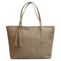 Large-Capacity Handbag Simple Solid Color Texture All-Match Tote Bag PU Shoulder Bag