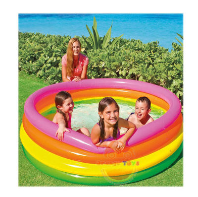 ( ขนาด 5.5 ฟุต ) สระน้ำเป่าลม Intex ขนาด 168 x 168 x 46 cm สีรุ้ง 4 ชั้น //56441 intex