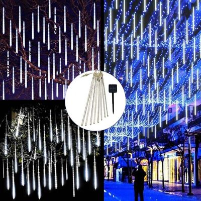 30/50cm 10 Tube Meteor Shower Rain LED String Lights Outdoor Street Lamp Garland Christmas Tree Decorations Wedding Fairy Garden
