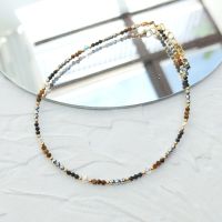 Lii Ji สีดำ Spinel Tiger Eye Hematite Pearl 14K Gold Filled สร้อยข้อเท้าหินธรรมชาติ2มม. ขนาดเล็กประกายเครื่องประดับทำด้วยมือ