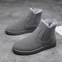 【CW】 Men Boots Winter Men  39;s Ankle Bootas Keep Warm Snow Boot Slip on Shoes Fashion Furry Shoes Casual Male Boots High Top Cotton Shoe