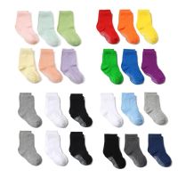 6 Pairs/lot Cotton Sock with Rubber Grips Childrens Anti-slip Boat Socks Non-slip Socks for Boys1-3 Years