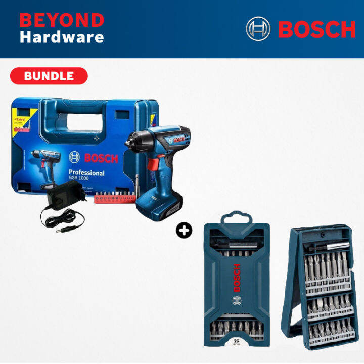 BOSCH [Bundle] GSR 1000 Cordless Drill Driver 06019F40L1 + BOSCH Mini XLine Screwdriver Bit Set