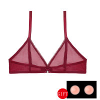 Triangle See Through Bras For Women Transparent Plus Size Wireless Sexy Bralette Mesh Bra Top Lingerie White Red Black L XL XXL