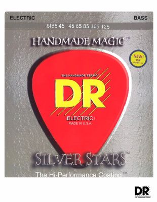 DR Strings SIB5-45 Silver Stars สายกีตาร์เบส 5 สาย แบบเคลือบ, Medium 45/125 ** Made in U.S.A.**
