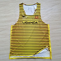 ยูกันดา STRIPES Man Fast Running NET Breathable Vest Speed นักกีฬามืออาชีพ TRACK Field singlet ปรับแต่งโลโก้