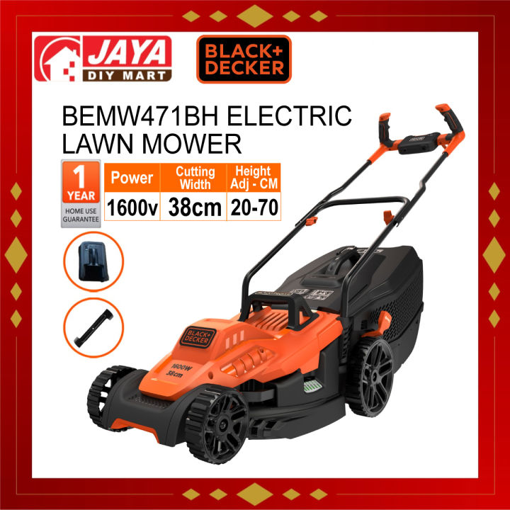 Black and Decker BEMW471BH 1600W 38cm Lawn Mower Electric Lawn Mower -  Stokker
