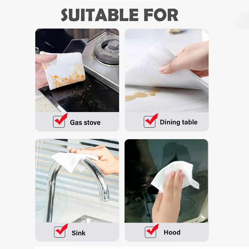 80pcs/pack Kitchen Wipes Disposable Wet Wipes for Heavy Oil Household  Cleaning Cloth Oil Removal Wiping Rag for Range Hood Table