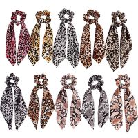 【YF】 Fashion Leopard Print Scrunchies Hair Scarf Bow Elasit Bands Women Girls Bandanas Hairband Headband Accesories