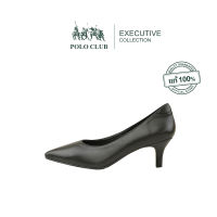 POLO CLUB รองเท้าหนังแท้ รุ่น P1930 สีดำ | รองเท้าคัทชูผู้หญิง รองเท้าหัวแหลม รองเท้ารับปริญญาเอกชน รองเท้าทำงาน ส้นสูง2นิ้ว