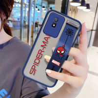 เคส Case4you สำหรับ Vivo Y02A Y02T พร้อมแถบข้อมือกันกระแทกด้านหลังฝ้าลายการ์ตูน Marvl SpiderMan กรอบป้องกันเลนส์เต็มรูปแบบขอบแบบนิ่มเคสใส่โทรศัพท์เคสโทรศัพท์บางเฉียบ