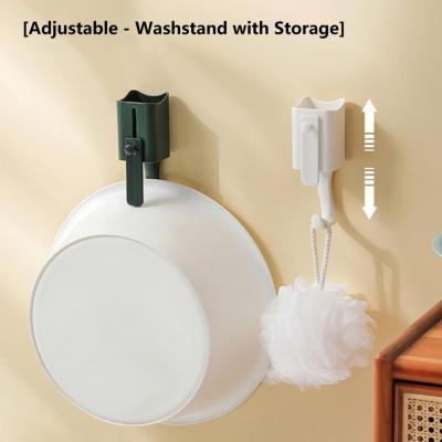 Washbasin Hook Waterproof No-punching Washbasin Holder Moisture-proof Wall Mounted Creative Toilet Wall Basin Hanging Rack Bathroom Counter Storage