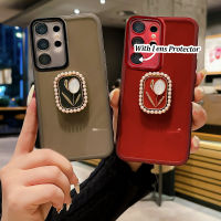 เคสโทรศัพท์ KONSMART สำหรับ Samsung Galaxy S23 UItra S23 + S22 UItra S22 + S21 FE S20 FE ไข่มุกหรูหราที่จับป้องกันฟิล์มเลนส์กรอบโทรศัพท์เทอร์โม TPU นิ่มสำหรับ Samsung A03 A03s แกน A03 A02s A72 A52 A50 A50S A30S A20 A21S A30 A10ที่ a12