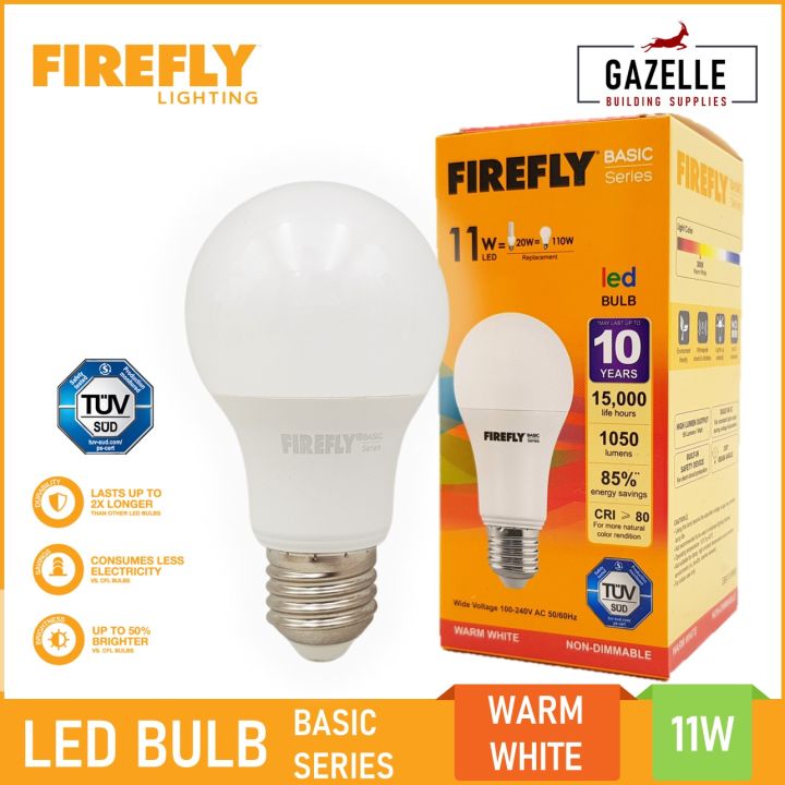 Firefly Basic Series LED Bulb Warm White - 11 Watts | Lazada PH