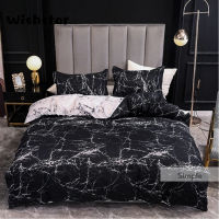 Europe American Black Bed Set Black Marble Pattern Bed Duvet Cover Queen Size With Two Pillowcase Men Bedding Single Double