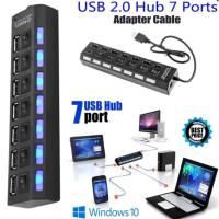 ช่องต่อ USB 2.0 แบบ 7 ช่อง 7 Port High Speed USB 2.0 Hub (สีดำ)