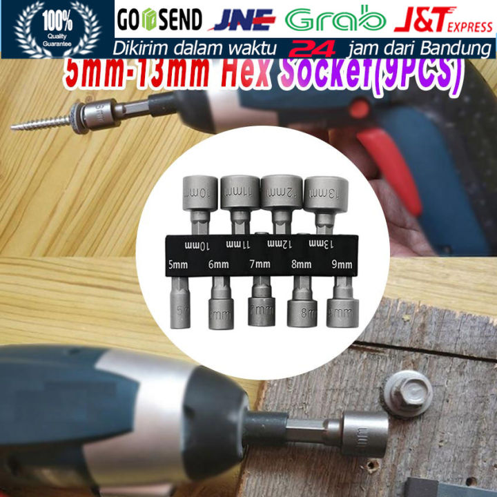 Pcs Mm Hex Socket Set Sok Kunci Mata Bor Driver Nut Tekiro Adapter Drill Sok Sock L