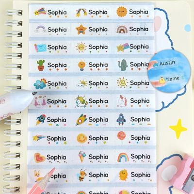 hot！【DT】✔▲✘  120pcs Cartoon Name Tag Stickers Custom Transparent Personalized Children Labels Kids School Stationery