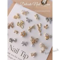 【hot sale】 ◘✒ B50 1 Piece Pack 2023 New Style Exquisite Manicure Bow Zircon Influencer Super Flashing Light Luxury Diamond-Studded Alloy Pearl Pendant Nail Accessories Z17