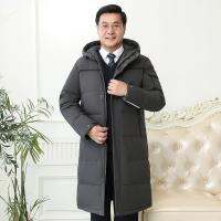 [COD] clothes middle-aged and elderly mens down jacket thickened mid-length over-the-knee loose dads warm coat