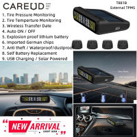 CAREUD T881-WF จอแสดงผล LCD ภายนอกของรถ Car TPMS ไร้สายระบบการตรวจสอบแรงดันยางรถยนต์ Car พร้อมเซ็นเซอร์4ตัวยูเอสบีชาร์จไวพลังงานแสงอาทิตย์