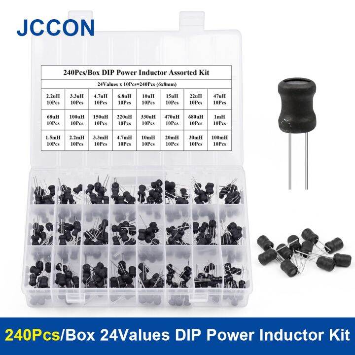 240Pcs/Box DIP Power Inductor Assorted Kit 24Values x 10Pcs Inductance ...