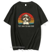 Kawaii Dog Printed Men T-Shirts Best Shih Tzu Dad Ever T-Shirt Male Crewneck Harajuku Hip Hop Tops Tee Streetwear