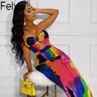 Felyn 2020 Best Quality Fashion Design 2 pieces Dress Chic Print Off Shoulder Summer Night Party Maxi Dress Vestidos BB7078