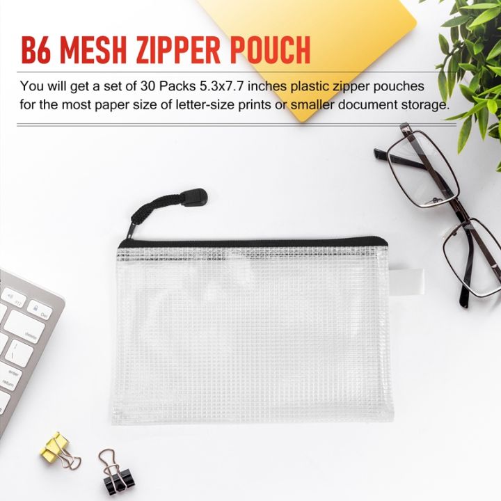 30pcs-b6-mesh-zipper-pouch-5-3x7-7inch-waterproof-zip-bag-for-school-office-supplies-puzzles-amp-games-organizing-storage