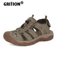 GRITION Men Sandals Outdoor Trekking Hiking Shoes Closed Toe Slippers Comfortable Beach Fisherman Summer Athletic 40-46 Sports House Slippers