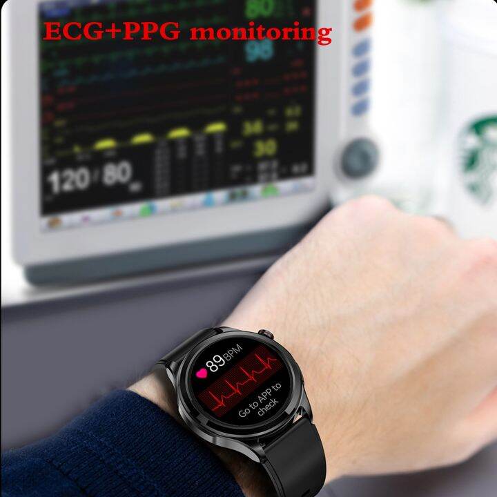 2023ใหม่-ecg-ppg-ระดับน้ำตาลในเลือดแบบไม่ล่วงล้ำสมาร์ทวอท์ชนาฬิกาโทรผ่านบลูทูธผู้ชายนาฬิกาอัจฉริยะเพื่อสุขภาพอัตราการเต้นของหัวใจสมาร์ทวอท์ชสำหรับ-ios