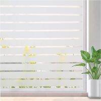 Window Privacy Film Blinds Frosted Glass Stripe Patterns Frosting Non-Adhesive See Out Not in Static Cling for Home Office Window Sticker and Films