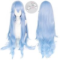 Anime Rei Ayanami Cosplay Wig Women Long Blue Curly Hair Heat Resistant Halloween Party Wigs + Wig Cap