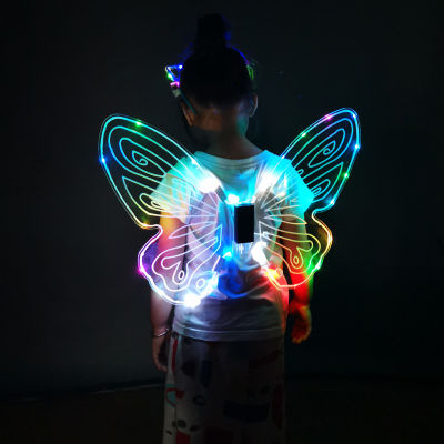 Spot parcel postLED Luminous Plate Wings Colorful Angel Wings Children Princess Stage cos Photo Performance Props Acrylic