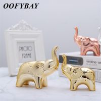 Nordic Ceramic Baby Elephant Figurine Lucky Feng Shui Ornaments Office Desktop Small Animal Statue Home Decoration Furnishings