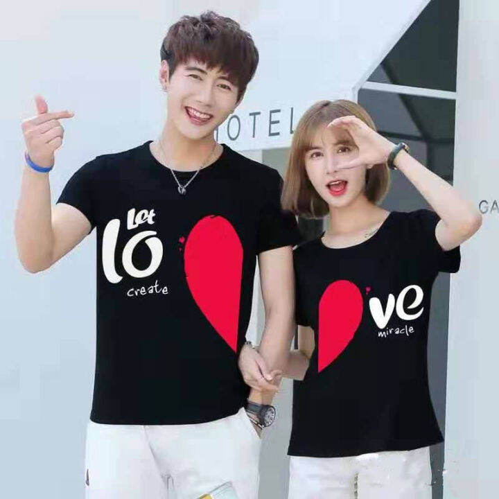 love-create-miracle-เสื้อคู่ชุด-plus-ขนาดสำหรับคนรักผู้หญิงและผู้ชาย-o-คอฤดูร้อนแขนสั้น-s-3xl