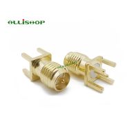 2Pcs End Launch RP SMA Female Plug Connector PCB Panel Mount Plug Brass RF Clip Edge Adapter RF Adapter Vertical Thru Hole Electrical Connectors